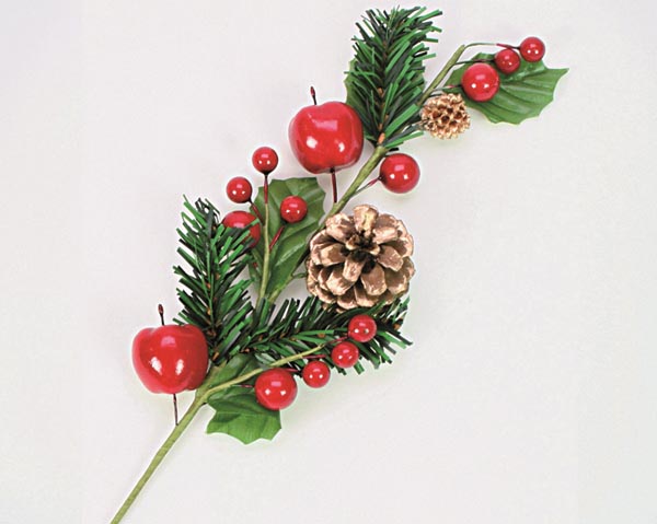 Deco.branch firbranches,apples,berries,9x5x30cm