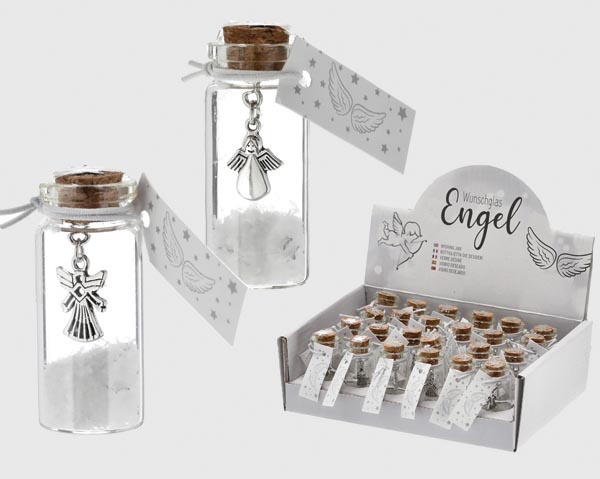 Engel im Wunschglas, 4 fach sort. 5cm, Glas m