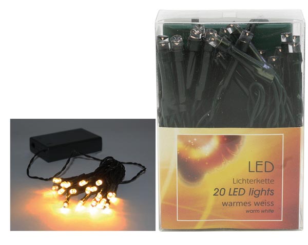 LED Lichterkette 20 LED warmweiß, für Innenräume