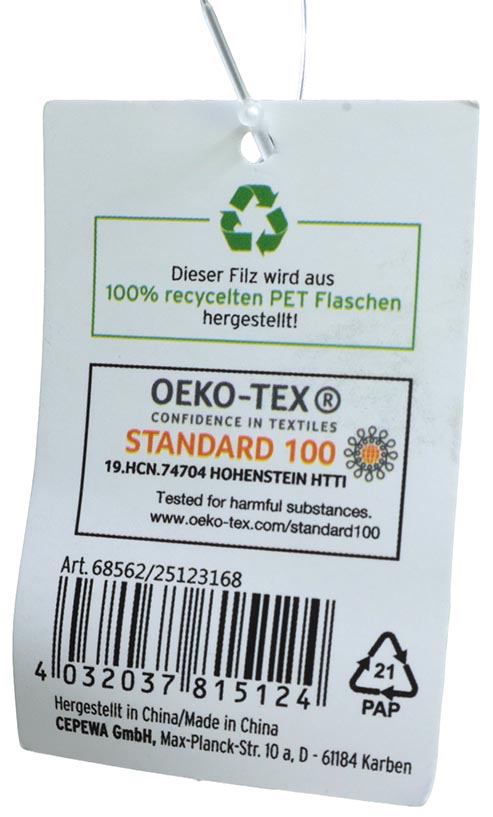 Filztasche XL zur Aufbewahrung 6/s 38x26x26cm, 3mm, Öko Tex, Frontfach inkl. Sti