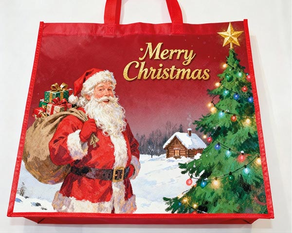 Christmas shopper XXL 45x45x20cm, with great Santa motif,