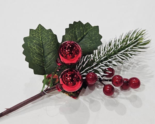 Beautiful fir branch 22cm with white decorated fir, includin