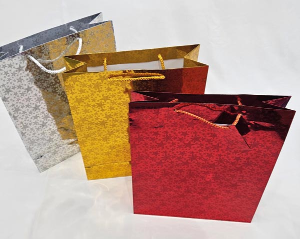 Grand sac cadeau motif étoile, 32 x 26 x 10 cm, coloris clas