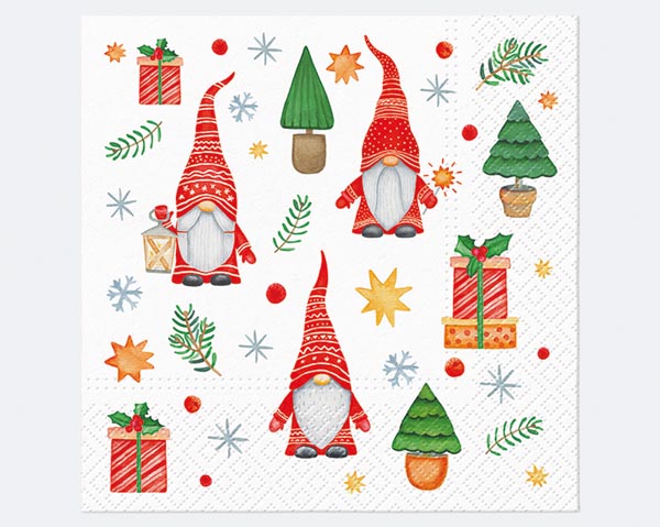 Napkins, 20-pack, 3-ply, 33x33cm, gnome design, specialist r