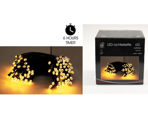 LED Lichterkette 160 LED warmweiß, Außen (IP 44)