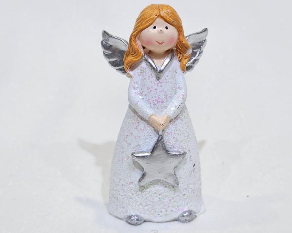 Cute angel with a large star 8.7 x 4.4 x 3.7 cm, hand-painte