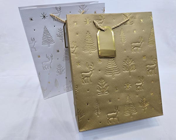 Elegant gift bag, high-quality embossed, 23x18x10cm, in gold