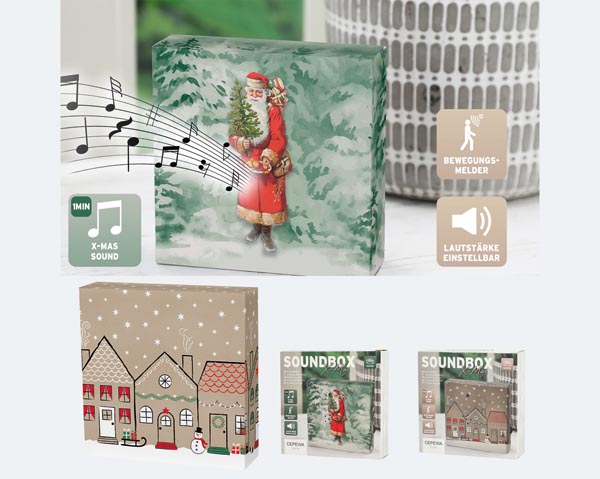Christmas soundbox, approx. 12x12cm, 2/s paper, 2 different