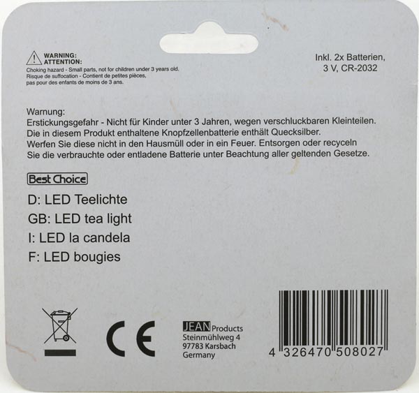 LED Teelichter 2er Set, inkl. Batterie, 4x3cm