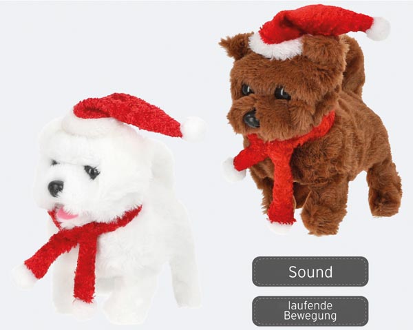 Running Dog, 17x15cm, 2 pieces, assorted white and brown, wi