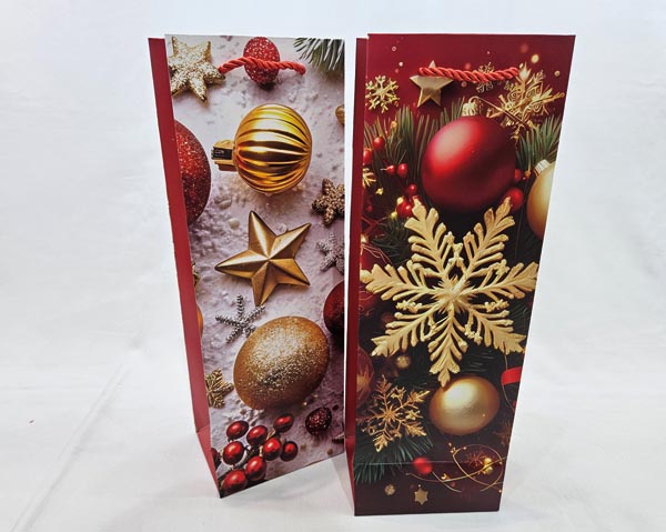 Gift bottle bag 35x12cm, 210gsm, 2 assorted designs, matte f