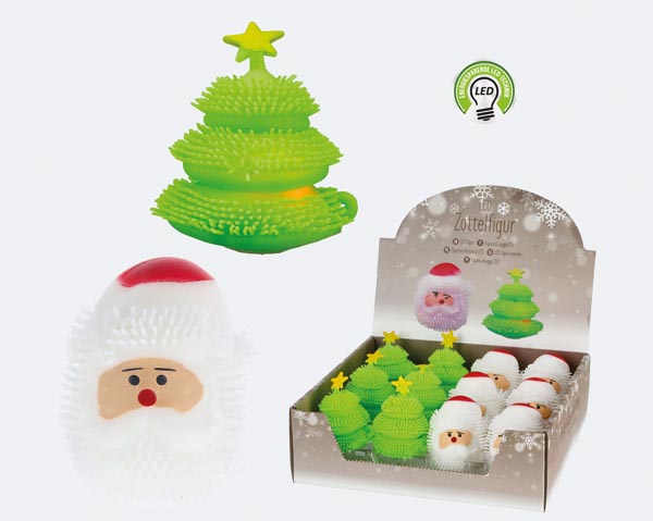 LED shaggy Christmas figure 7x6x6cm, 2/s, approx. 8cm tall,