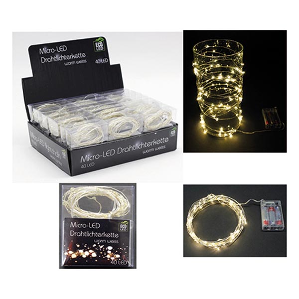 LED wire light chain 40 LED/4m warm white, timer