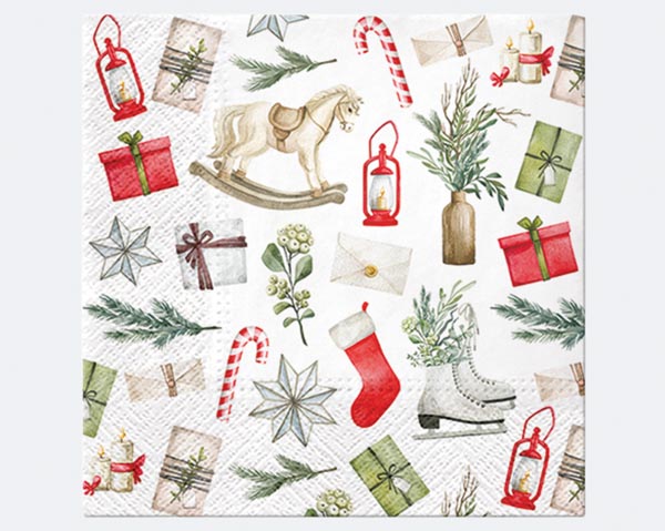 Napkins 20 pieces, 3-ply 33x33cm, antique mix designs,