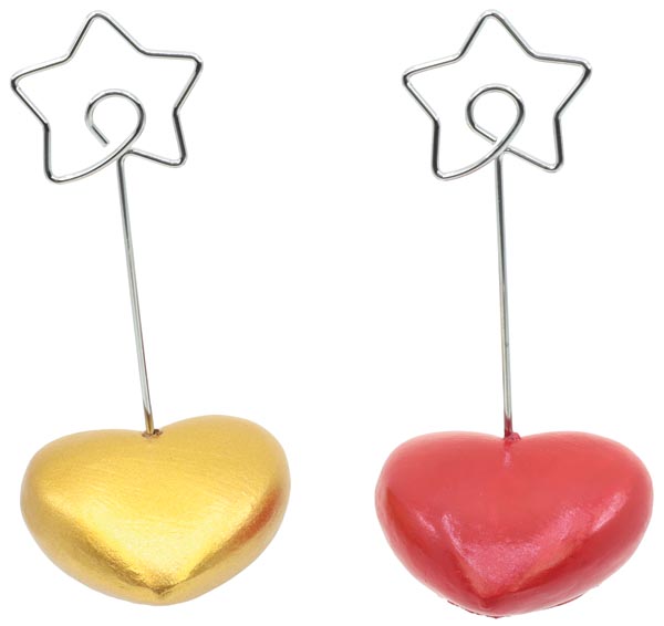 Card holder heart with chrome-plated metal holder 6x5.1cm,