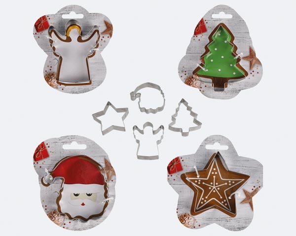 XMAS cookie cutter, 10x8x2cm, 4/s, XL, on a card with