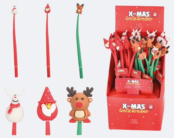 Christmas gel pen, 25x6x0.5cm, 3 cute assorted designs, with