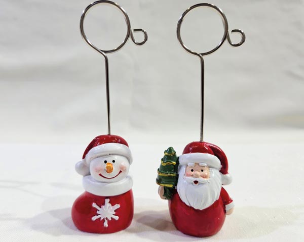 Card holder: sweet snowman or Santa, 11 x 3.5 x 3 cm with a