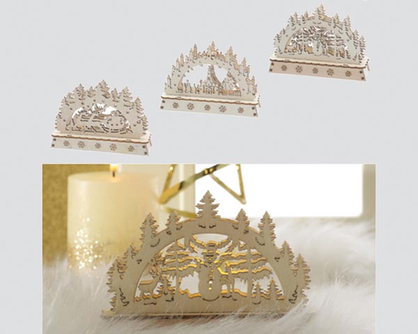 LED wooden mood lamp 15x11x5cm, 3/s, fine wood, natural, 3