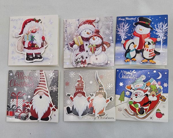 Geschenkanhänger 6er Set, Santa, Schneemann und Wichtel