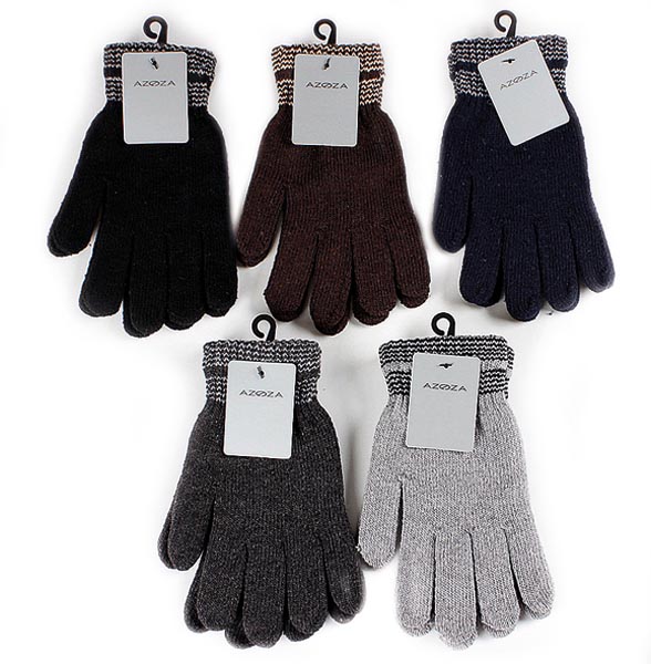 Winter Herren Handschuhe Streifen/Uni 5f sort.