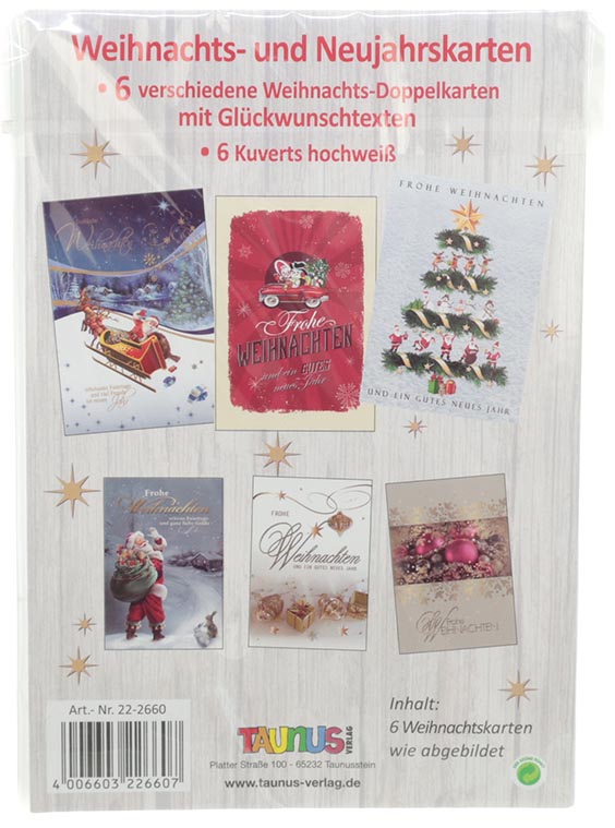 Christmas folding cards set of 6 incl. envelope