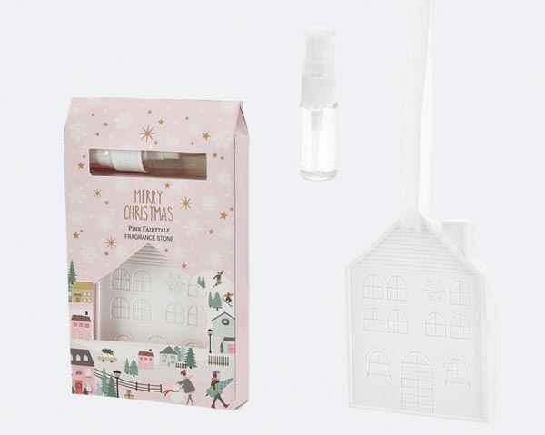 Hanging scented stone winter house 9 x 7 cm made of stonewar