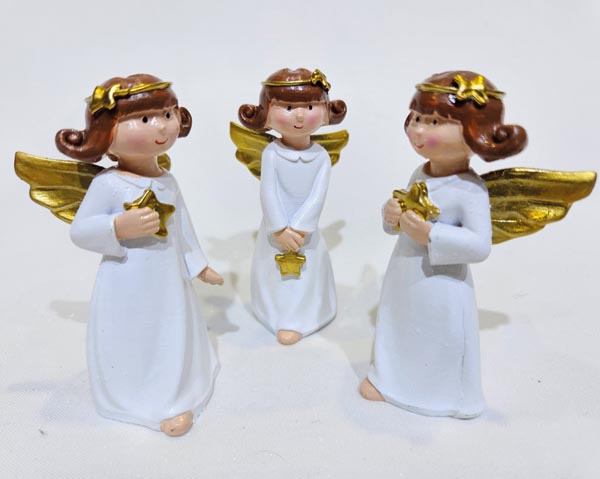 Angel with golden wings 9x4.8cm, assorted in 3 varieties,