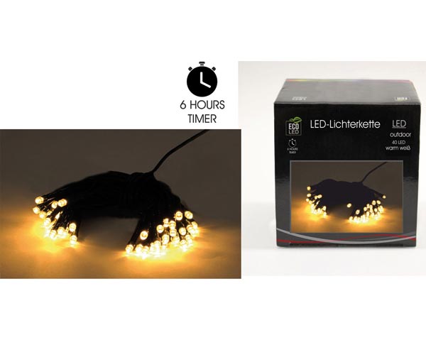 LED Lichterkette 40 LED warmweiß Außen (IP 44)