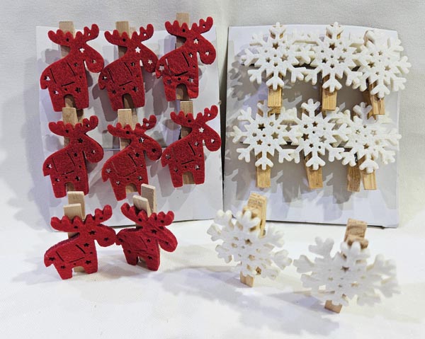 Decorative clips with appliqué, set of 6, each