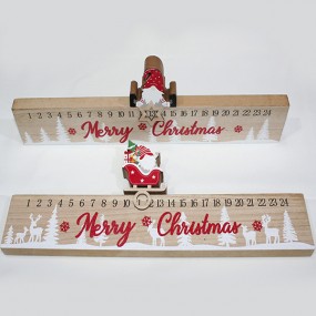 Wooden calendar XL 40x13.8x2.4cm, with movable sleigh or