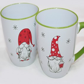 Coffee mug gnome 8.7x8.6cm, 2 assorted motifs, made from the