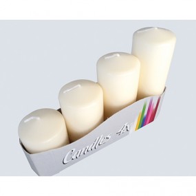 Pillar candles set of 4, 4 sizes assorted cream