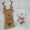 Wooden elk XL 15x7x2cm, 2 assorted with jute bow, lovingly