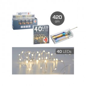 Guirlande lumineuse fil/micro, 40 LED, TIMER,