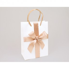 Gift bag 'Satin bow' 16x11,5cm, of white paper