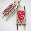 Great wooden sleigh 14.8x6.4x4cm Let it Snow, 2 times