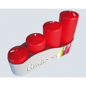 Pillar candles set of 4, 4 sizes assorted Red