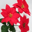 Poinsettia branch XL with three large flowers, 28x17cm,
