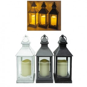LED lantern, plastic/glass, colors assorted.