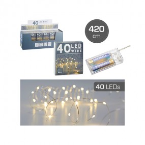 Lichterkette Draht / Mikro, 40 LED, 420cm, in transp. Box