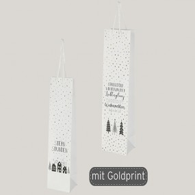 Flaschentüte weiße Weihnachten, 2/s, 35cm, 128gsm,
