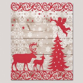 Napkins 20s, 3-ply 33x33cm reindeer with