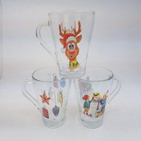 Punch, tea and mulled wine cup made of glass 260ml, with 3