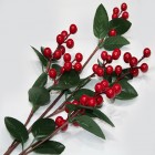 Decorative berry branch XL 64x22cm, decorated with snow,