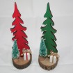 Sapin de Noël en bois XL 16x6,5x6,5cm, 2 assortis, décoré