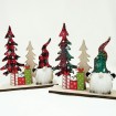 Santa mit Bäumen und Paketen XL aus Holz 16,3x5x