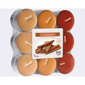 Tealights cinnamon 18-pack, 3 colours assorted