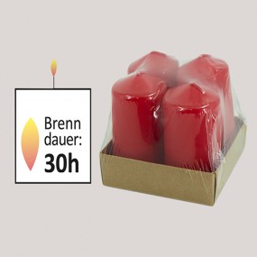 Set of 4 candles, each 75x50mm (50mm DM), classic red, 4