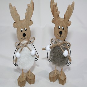 Cute elk XL 15.5x4x2.5cm made of wood with fur, balls and